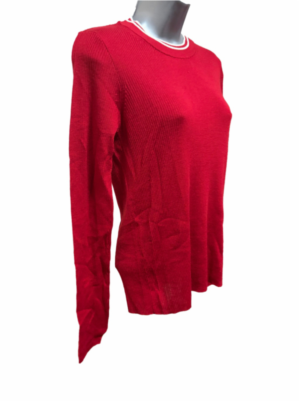NWT Madewell Double Layered Crewneck in Merino-Silk Blend Size medium in red - Picture 4 of 10